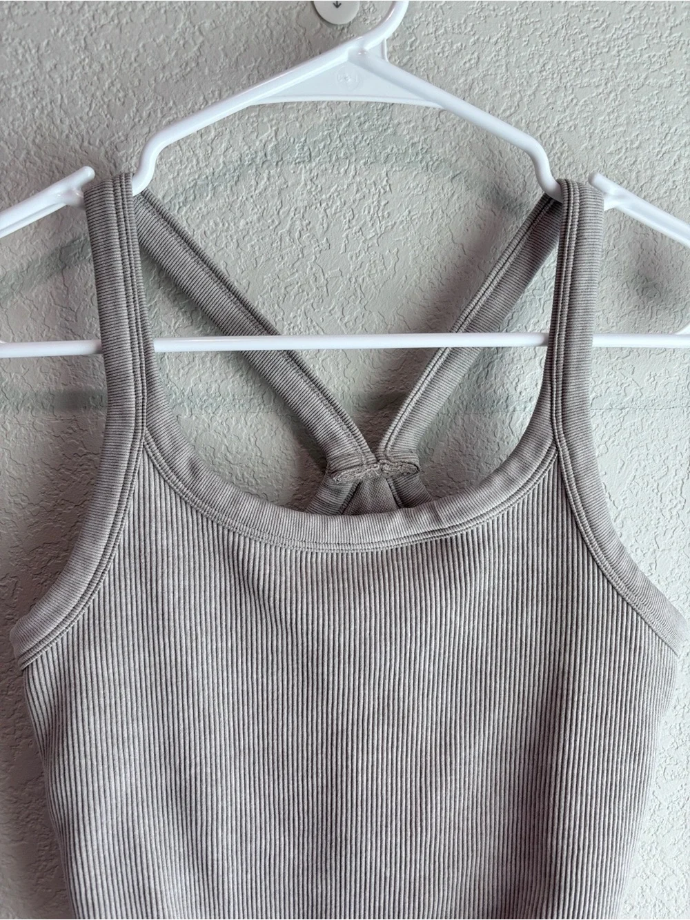 Harmony Balance Ribbed Crop Tank Top Active Neutral Beige Women’s Size Medium